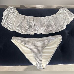 Eberjey Stripe Bikini set ( off shoulder)